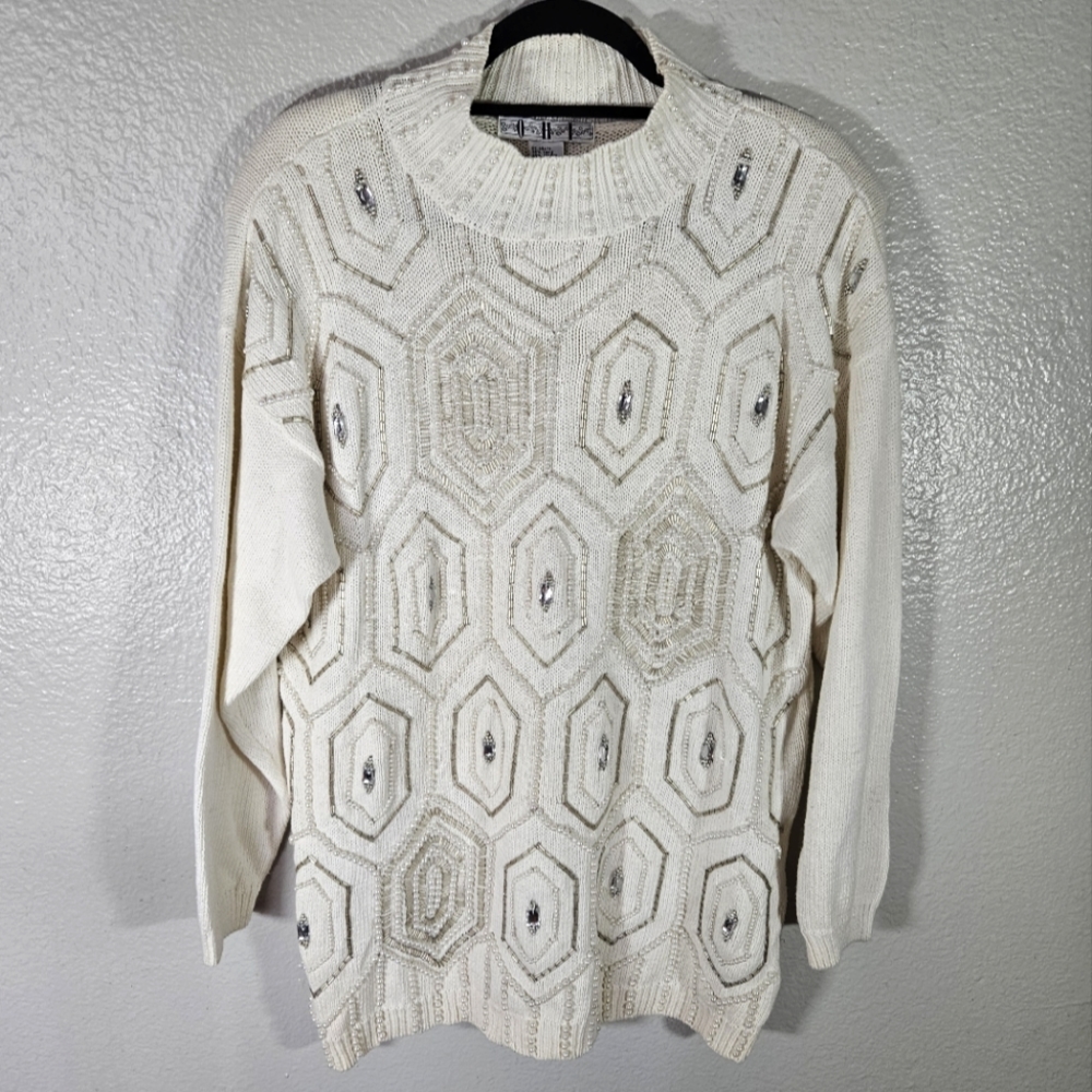 Vintage OHI Beaded Sweater Size L
